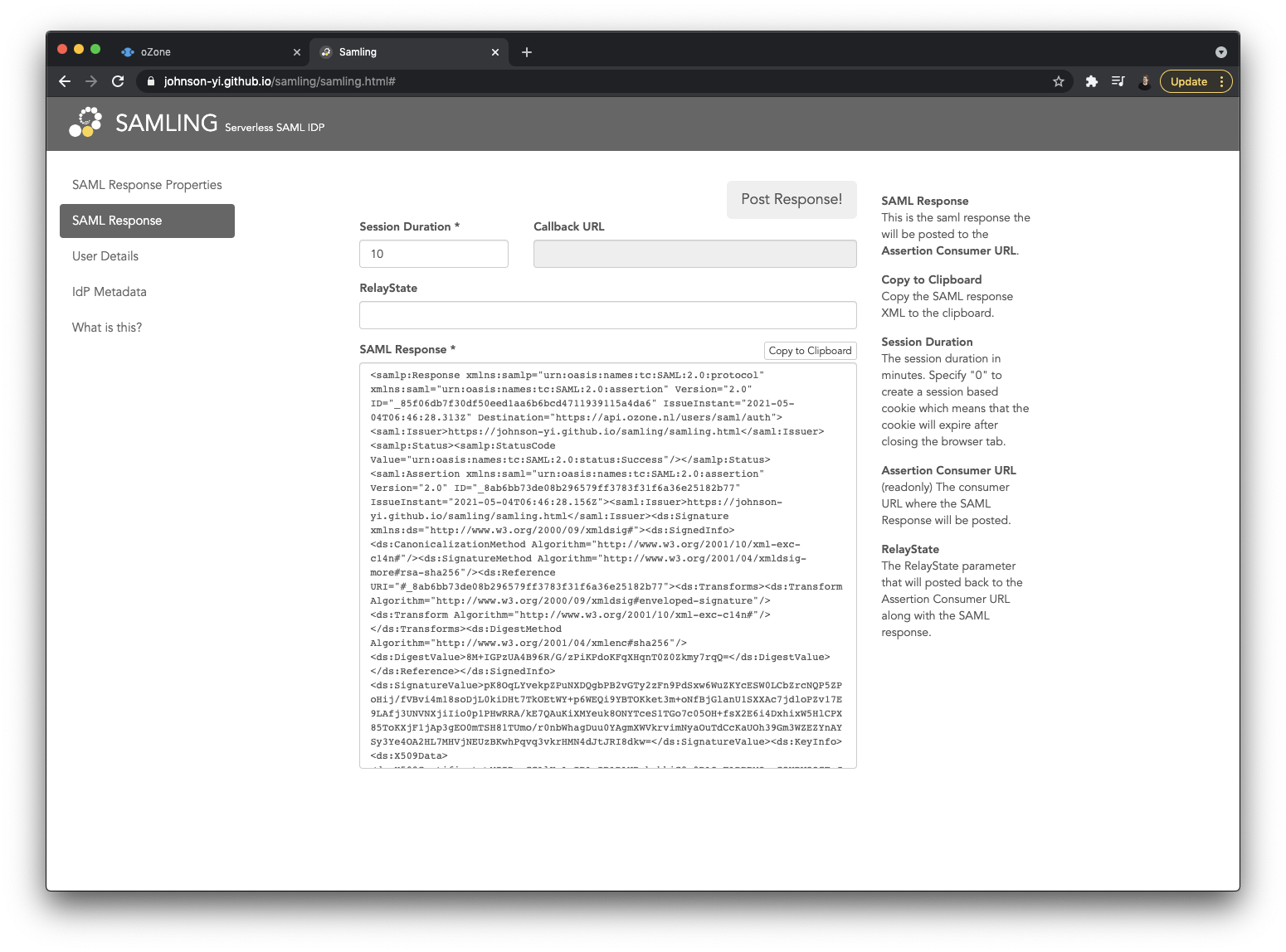 Screenshot Samling met login pagina
