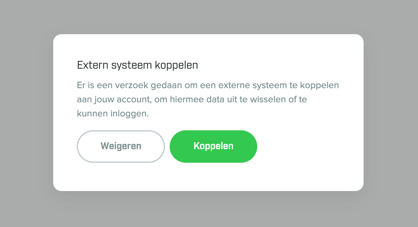 Screenshot SSO koppeling pop-up