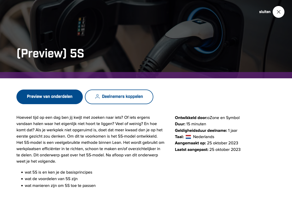 Screenshot persoonlijk leerpad in preview